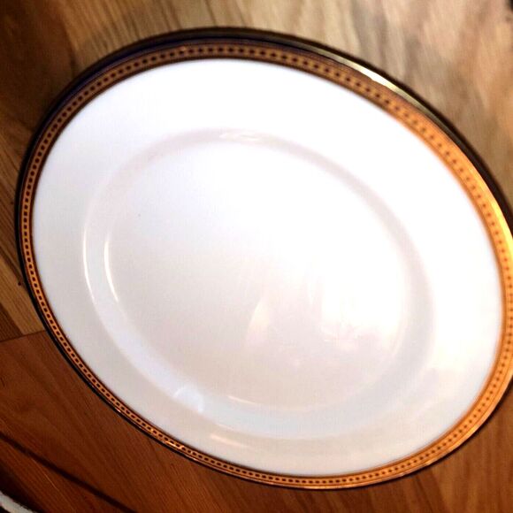 Antique Royal Doulton England Cobalt Blue Gold Rim Plate 10.5 MINT! Art Deco - Picture 6 of 13